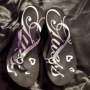 2000s bling Guess sandal wedges Size 6
